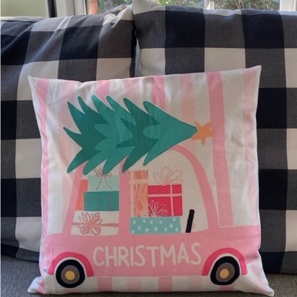 Christmas Pillow Cover l Girly Pink Coquette Holiday Decor | Choice of 4 Designs - Picture 1 of 16